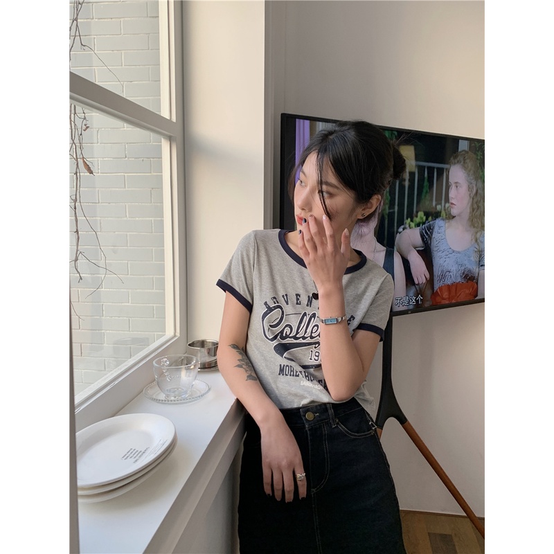 |AP21| Áo thun nữ Collegue 1964 phong cách retro American