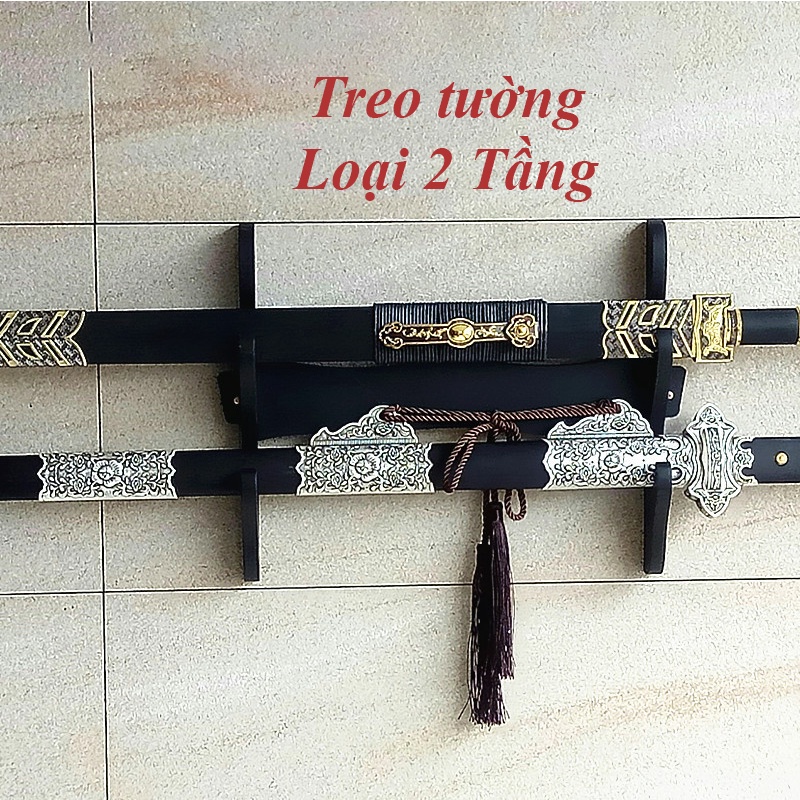 Giá đỡ kiếm treo tường bằng gỗ loại 01 tầng, 02 tầng và 03 tầng dành cho các loại kiếm mô hình