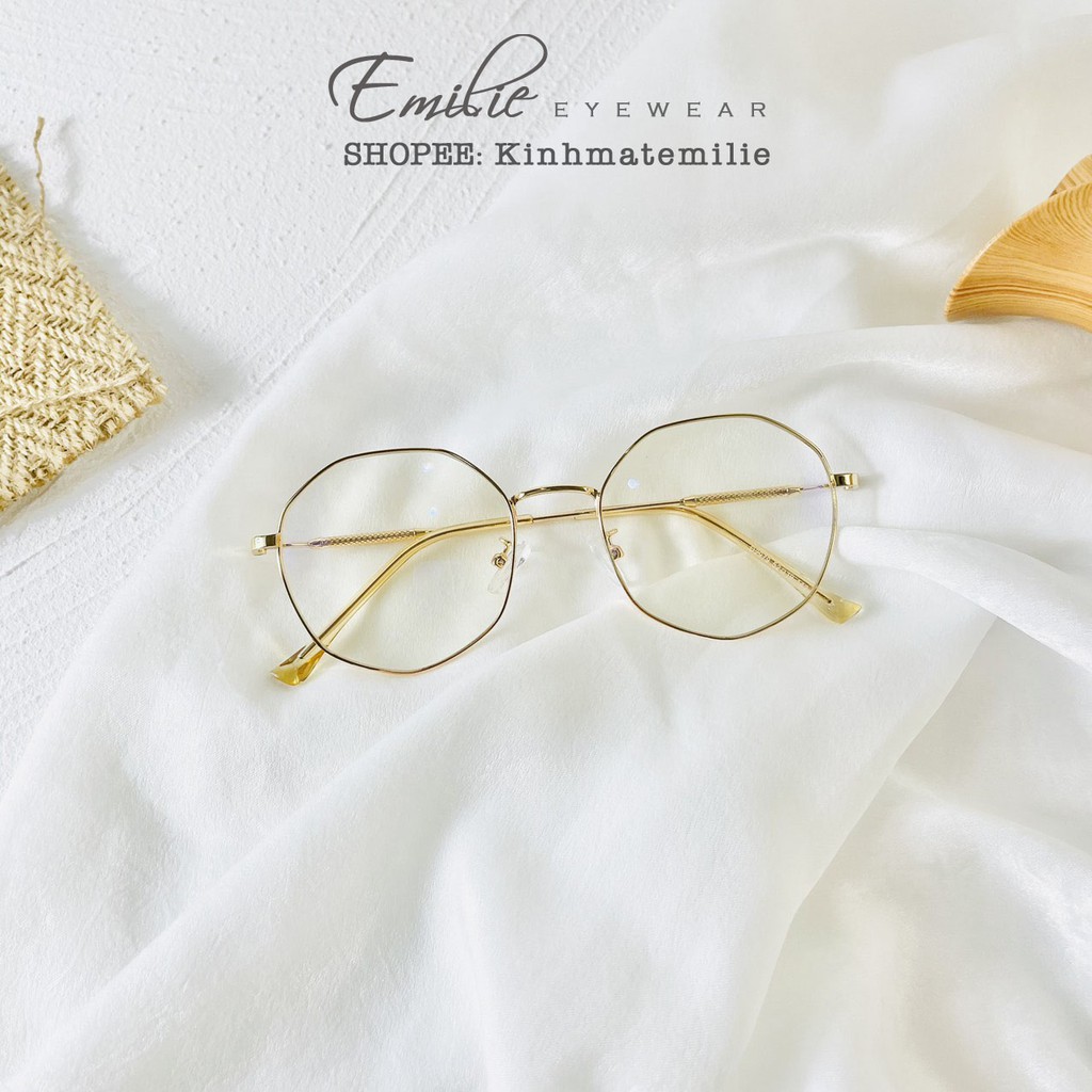 Kính gọng mảnh tròn đa giác nam nữ Emilie eyewear chất liệu kim loại phụ kiện thời trang 2979
