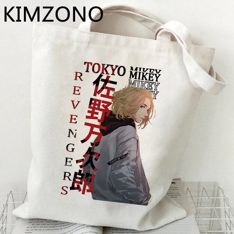 Túi xách mua sắm bằng cotton in hình Tokyo Revengers có thể xếp gọn tiện lợi