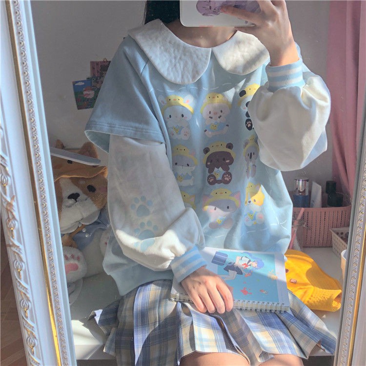 Áo Thun Dáng Rộng In Hình Động Vật Hoạt Hình Phong Cách Nhật Bản | BigBuy360 - bigbuy360.vn