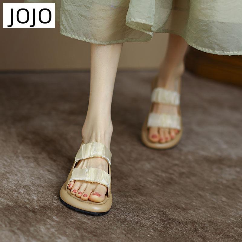 Giày Sandal Hở Ngón Đế Xuồng Bằng Da Mềm Nhẹ Nhàng Cho Nữ