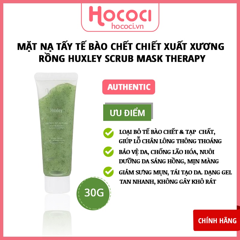 ✅[CHÍNH HÃNG] Mặt Nạ Tẩy Tế Bào Chết Chiết Xuất Xương Rồng Huxley Scrub Mask Therapy 30G