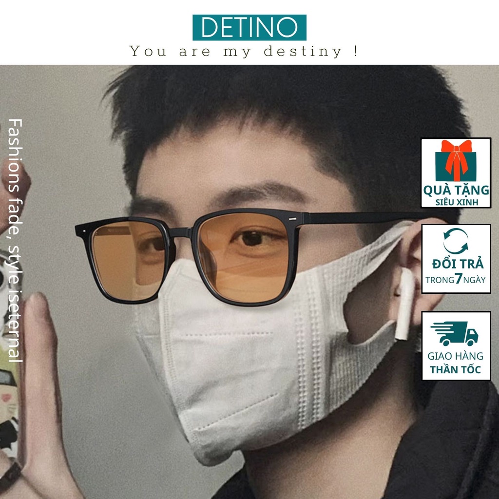 Kính râm nam, mắt kính mát đen thời trang gọng vuông cao cấp chống tia UV, đi biển đẹp ngầu Hottrend 2022 DETINO K08