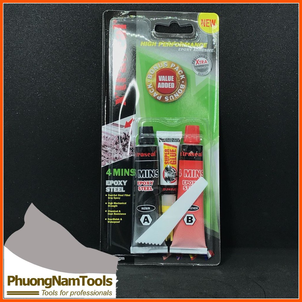 Keo dán sắt đa năng X'traseal Epoxy 4 Phút (Keo AB, màu xám)