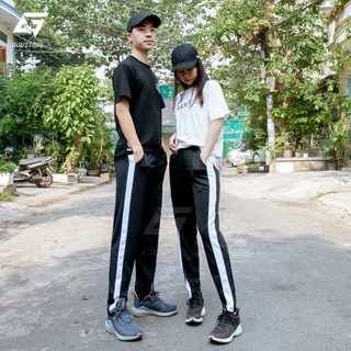 Quần Jogger Nam Nữ Trơn Basic Thể Thao 3 Sọc Trơn