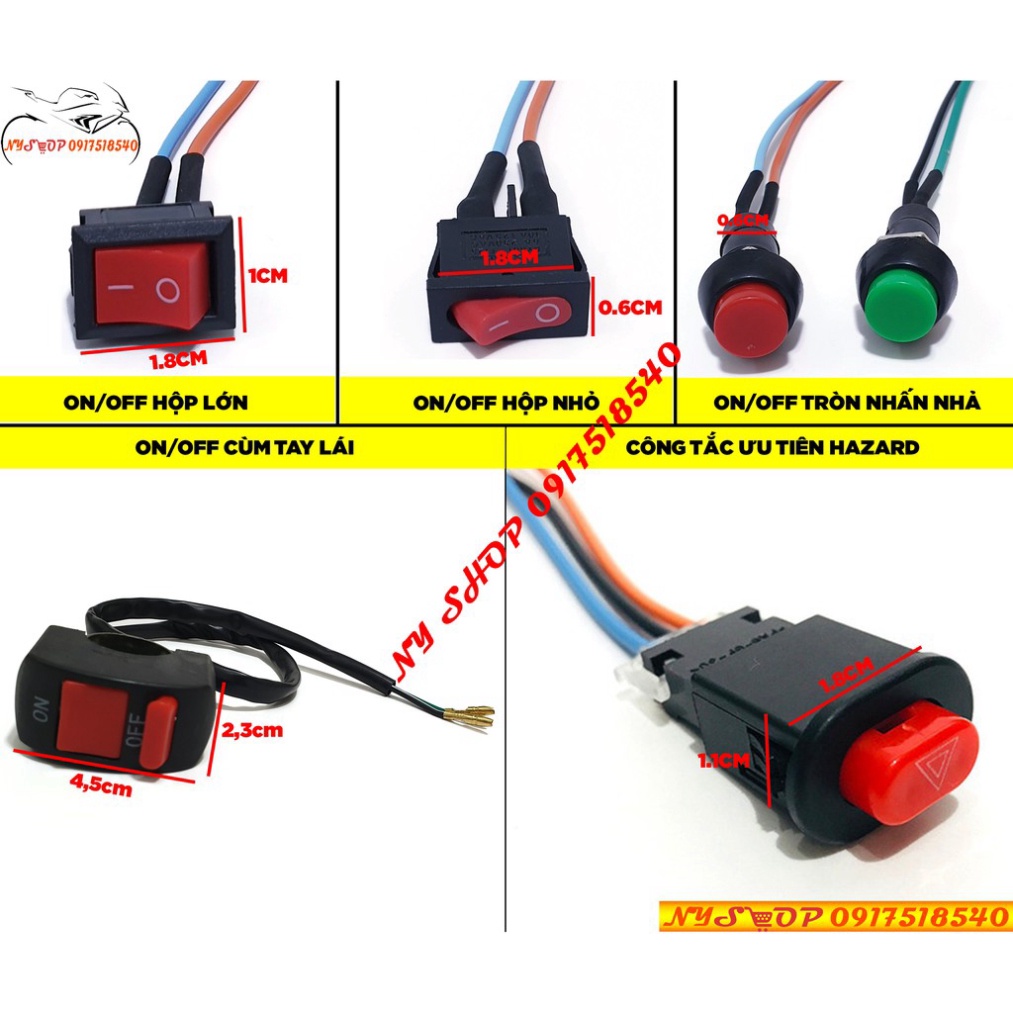 BỘ NÚT CÔNG TẮC PHỤ CHO XE MÁY Ảnh thật Sp