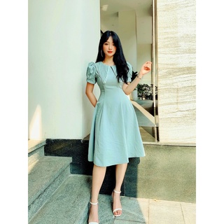Đầm váy freesize mint cổ xếp