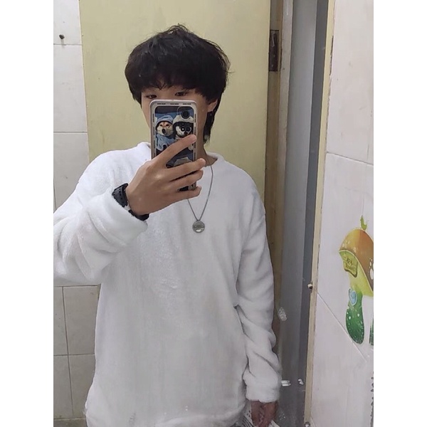 Áo sweater lông mịn trơn unisex