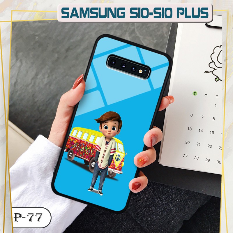 Ốp lưng kính 3D Samsung Galaxy S10/ S10+- hình cute