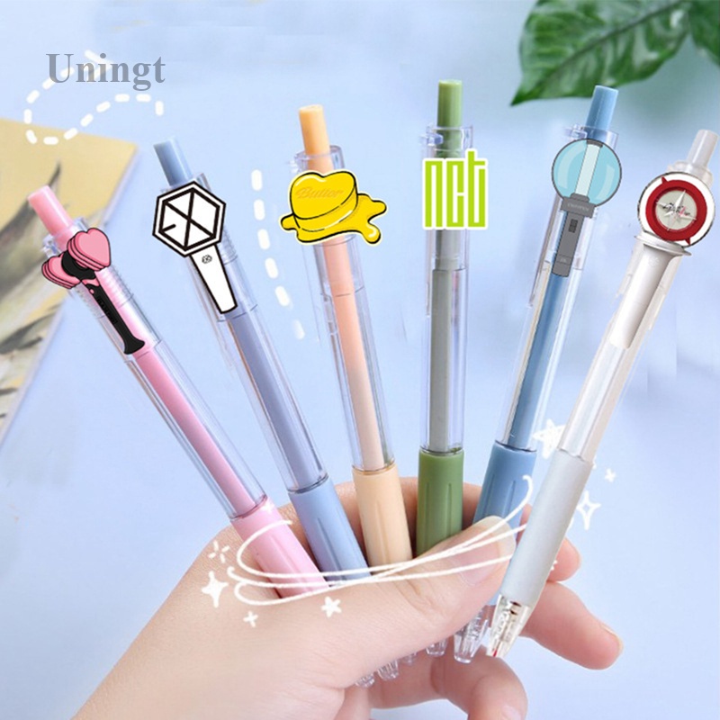 1 Bút Bi Ngòi 0.5mm Họa Tiết Hoạt Hình Kpop Bts Nct Exo Iu Straykids