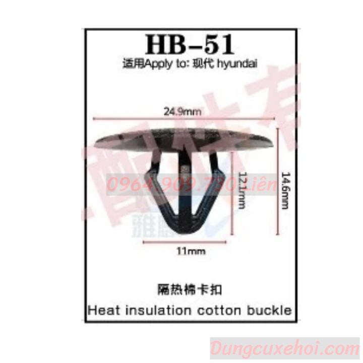 Bộ 20 đinh tán, chốt vít nở vit Nhựa Loại 1 cho xe hơi ô tô hyundai Nhựa Nylon Polyme AHB51