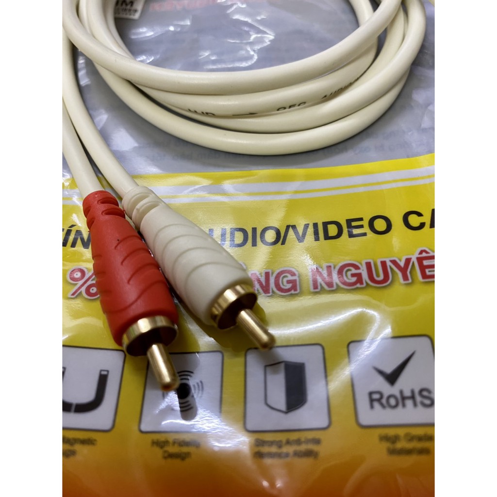 Dây AV- dây tín hiệu Audio 1 đầu 3.5mm ra 2 đầu RCA - HÀNG CHÍNH HÃNG