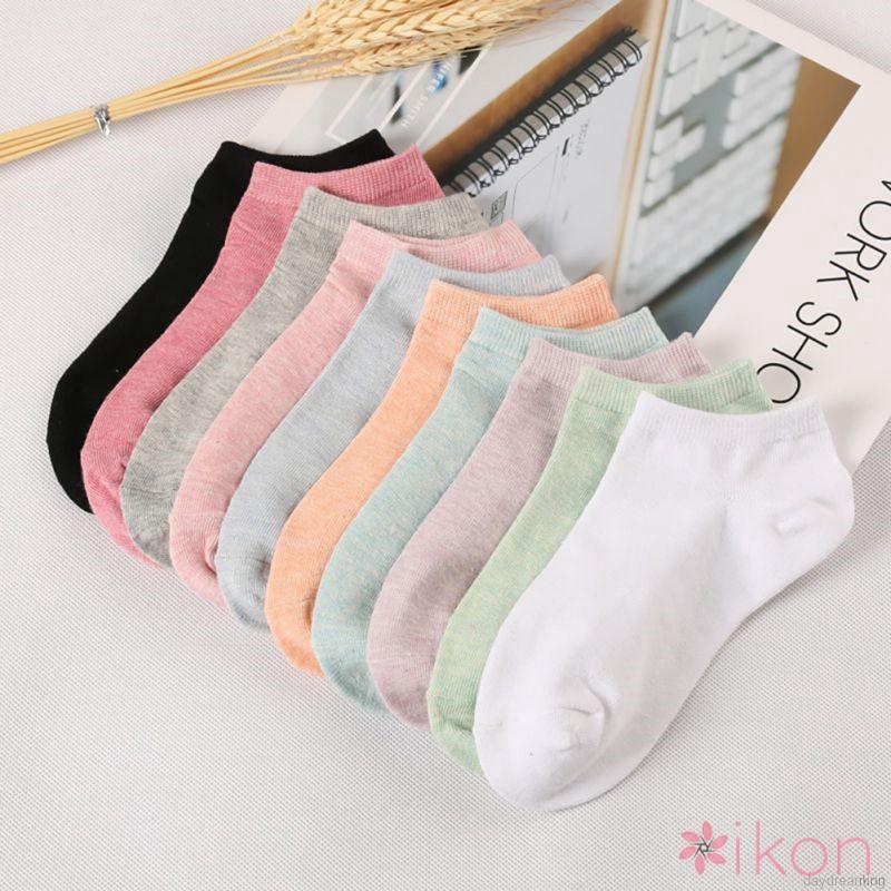 Vớ cotton trơn màu sắc xinh xắn dễ thương cho nữ