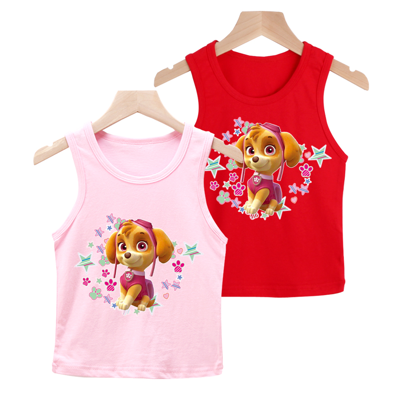 PAW PATROL Áo Tank Top Chất Cotton Hoạ Tiết Hoạt Hình 8 Màu Xxready 0-140cm