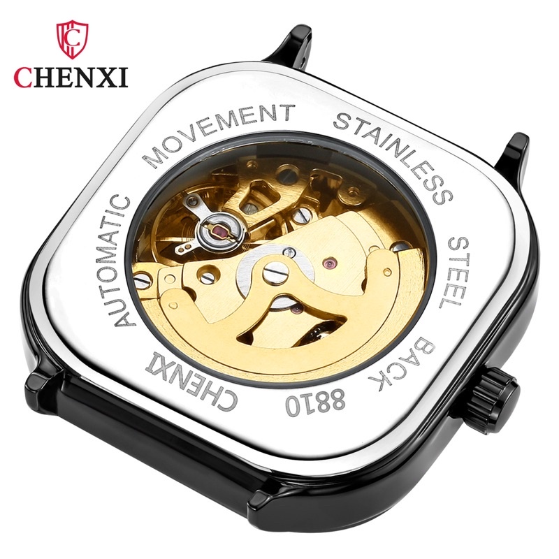 Đồng hồ nam Chenxi đồng hồ cơ nam lộ máy tự động mặt vuông dây da cá sấu thời trang cá tính | BigBuy360 - bigbuy360.vn