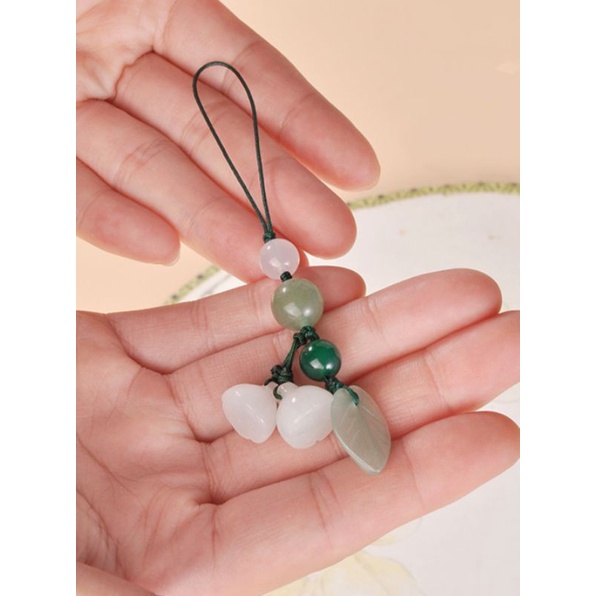 Móc khóa phong thủy, dây đeo điện thoại, balo, túi xách, ví cầm tay hình đài sen ANMK03