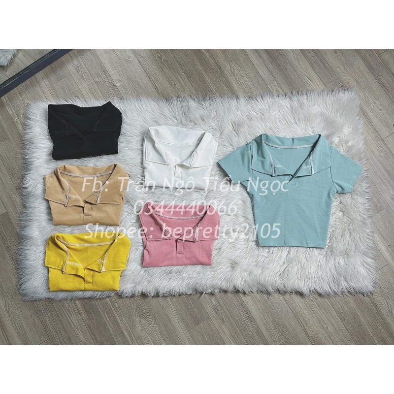 Áo croptop cổ đức (cổ polo)