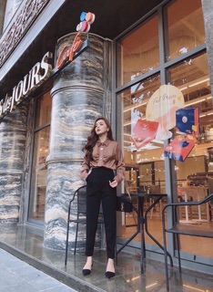 Quần baggy cúc bọc