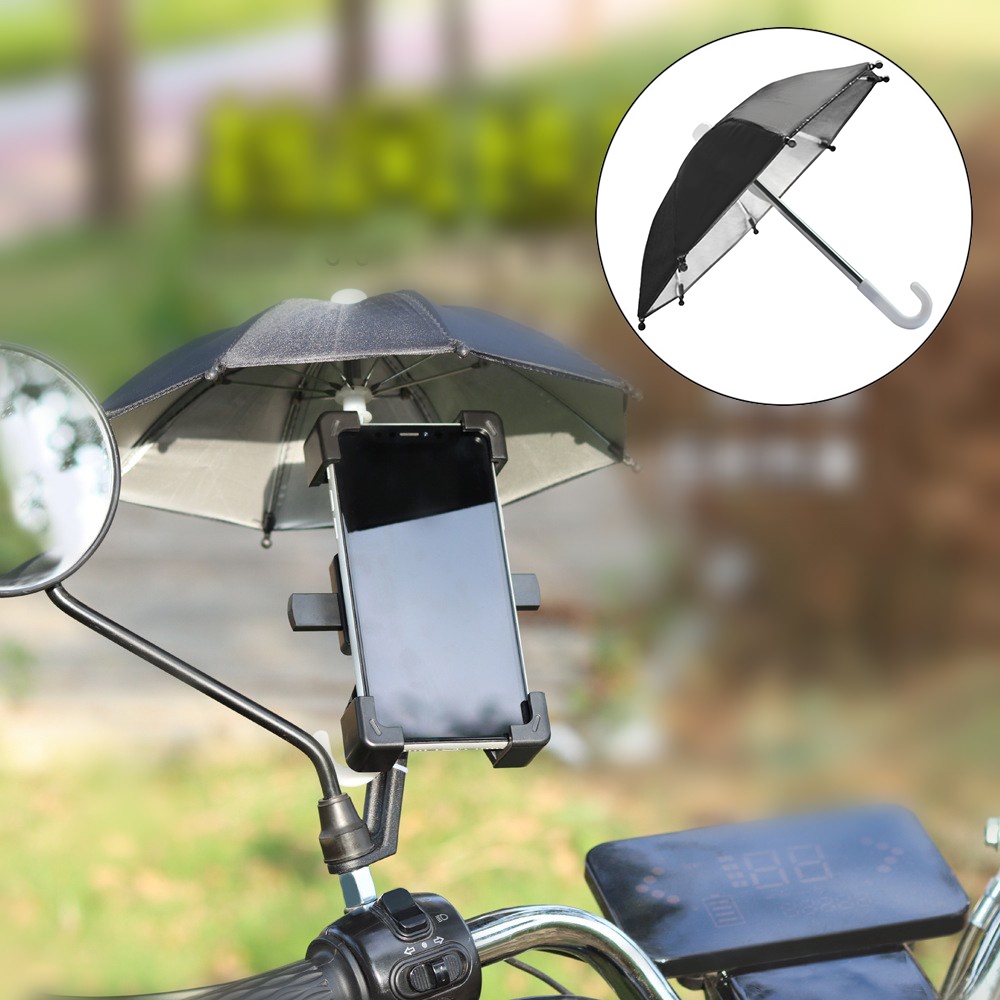 Bicycle Motorcycle Mount Holders Mini Sunshade Umbrella Design Bicycle Decoration Accessories Automatic Mobile Phone Holder