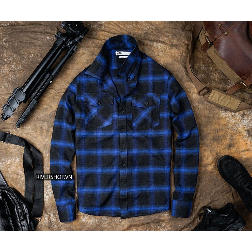 Áo sơ mi nam kẻ dạ caro cao cấp, vải cotton thấm hút mồ hôi, dầy dặn | BigBuy360 - bigbuy360.vn