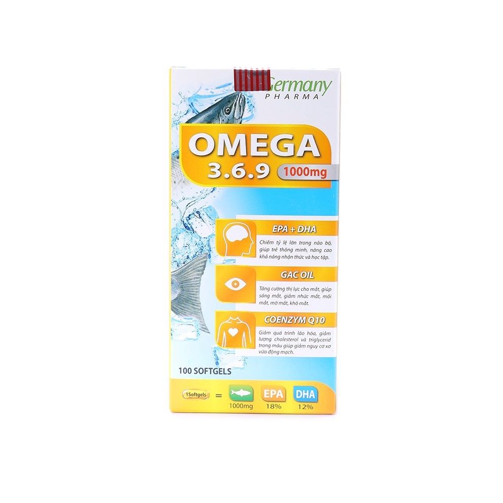 Viên dầu cá Omega 3 6 9 Bổ não, sáng mắt, khỏe mạnh tim mạch - 100 viên