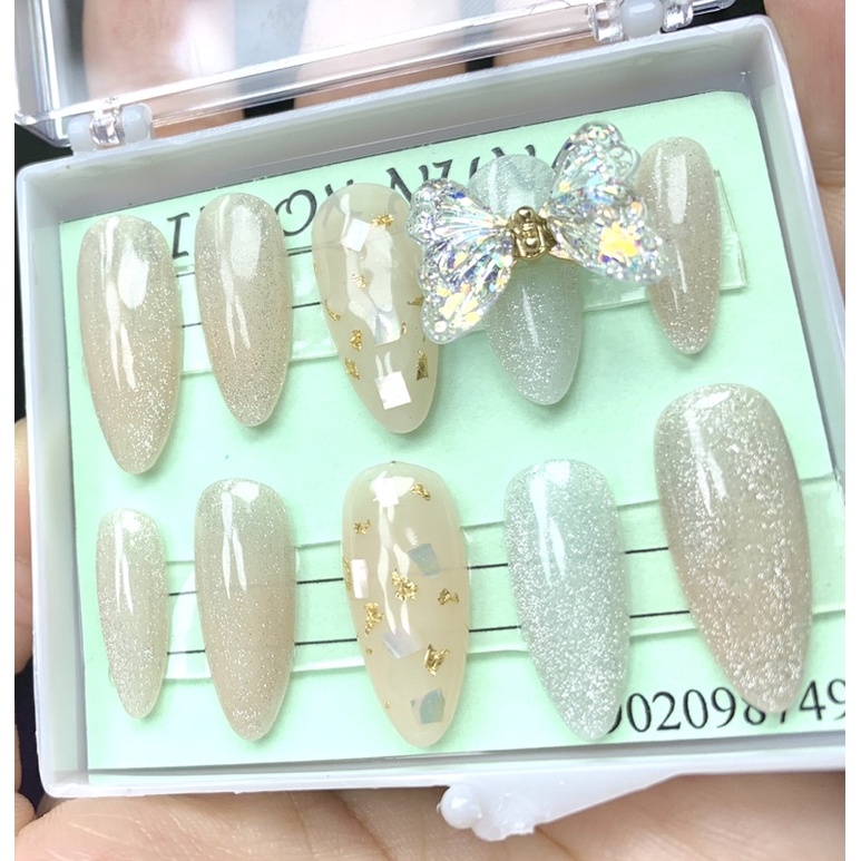 Nailbox Nuna móng úp thiết kế móng tay màu mắt mèo ẩn xà cừ đính charm rung