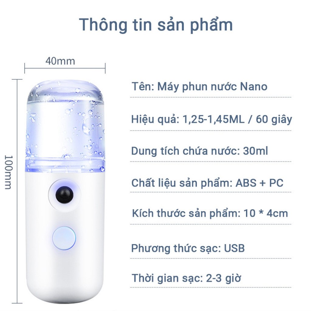 Máy Phun Sương Cầm Tay Xịt Khoáng MINI NANO, máy xông mặt