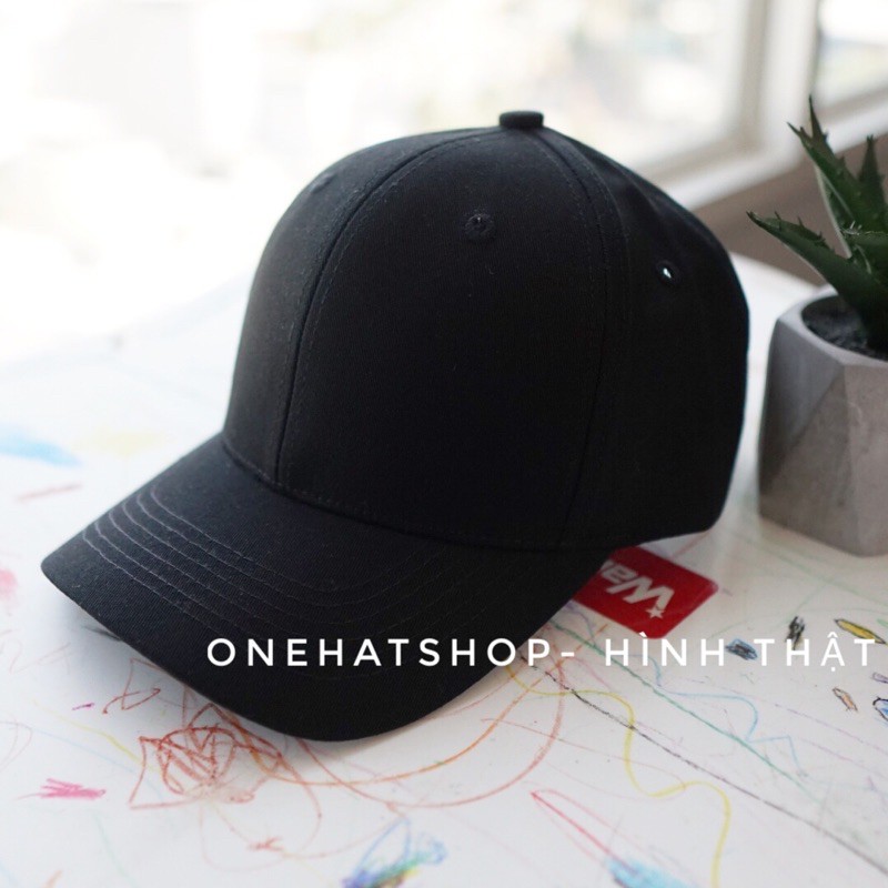 Nón lưỡi trai trơn đen fom cứng [CHẤT LƯỢNG CAO] - brand Onehatshop- Made in VietNam