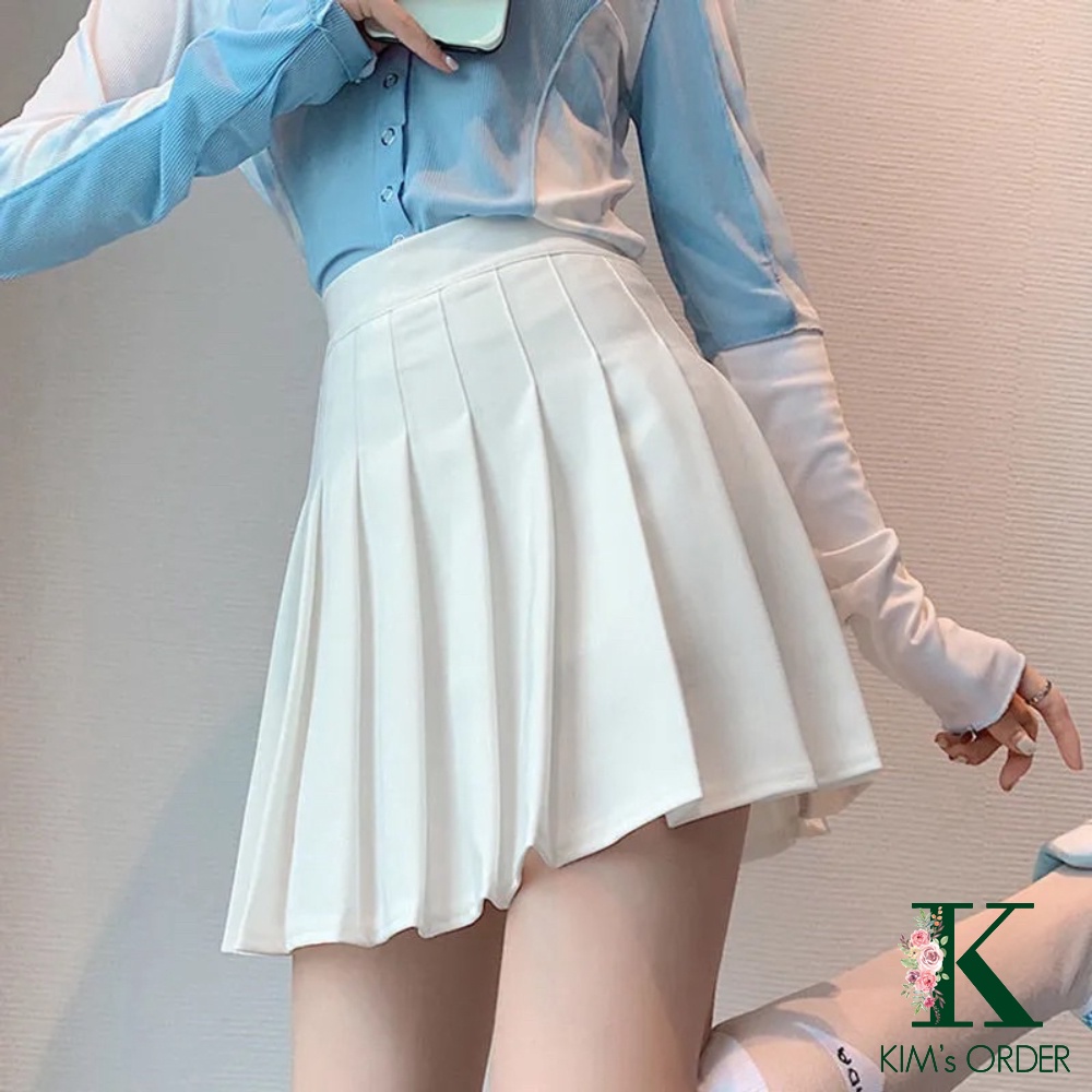 Chân Váy Nữ Ngắn Tennis Xếp Ly Màu Ghi Đen Trắng Loại 1 Có Lót Trong Cạp Cao Năng Động Style Thể Thao Mặc Hàng Ngày