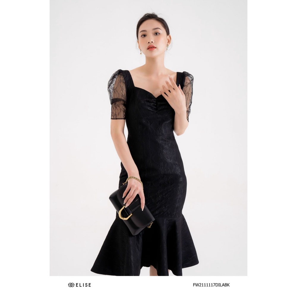 Đầm ren hoa đen cúp ngực thiết kế Elise FW2111117DILABK
