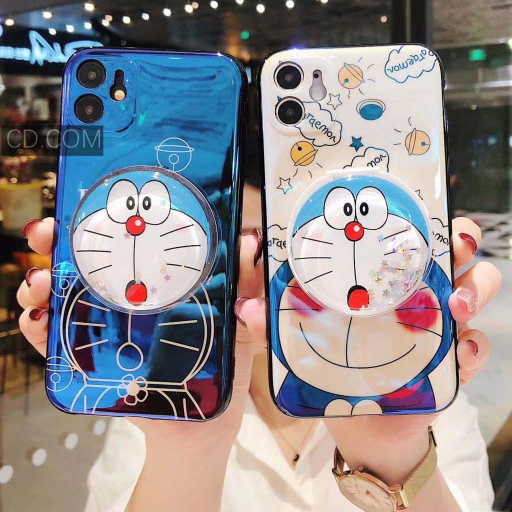 Ốp Điện Thoại Mềm Có Gương Hình Doraemon Cho OPPO A52 A92 A3S A5S A5 20 A37 A57 A59 A71 A83 F5 F7 F9 F11 F11 Pro