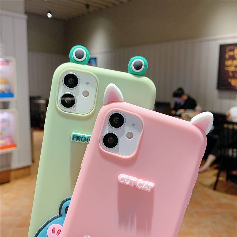 Compatible For Xiaomi 13 Pro Mi 12T 11T 10T Mi 12 11 8 Lite POCO X5 F5 X4 F3 M3 Pro X3 NFC X3 GT POCO M5 M4 Pro Phim hoạt hình Ếch mèo đôi mắt và tai nghe hài hước Bao đựng điện thoại di động