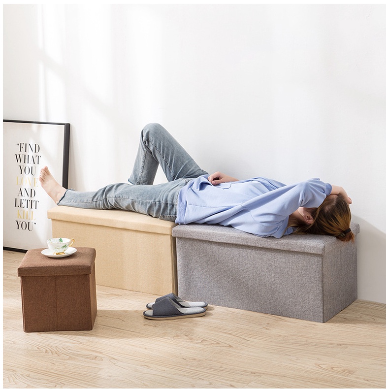 [SIZE 50] Hộp Vải Đựng Đồ Kiêm Ghế Ngồi - Thùng Để Quần Áo, Đồ Chơi, Sách Vở - Ghế Hộp Đa Năng Có Thể Gấp Gọn