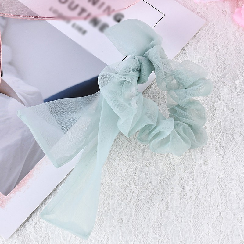 Dây Buộc Tóc Vải Voan Thắt Nơ Màu Trơn Dễ Thương Cho Phụ Nữ
