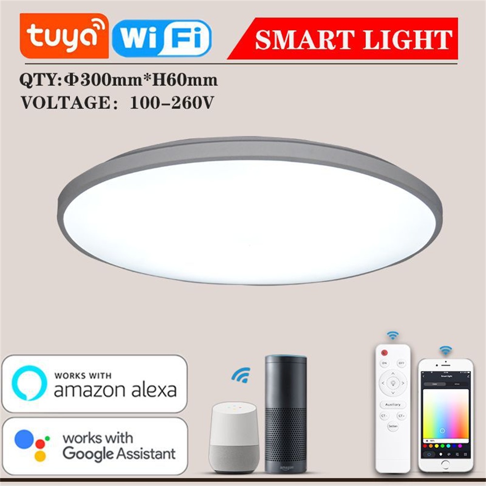 Tuya Wifi Led, Bóng Đèn Âm Trần Thông Minh 36w, Điều Chỉnh Ánh Sáng, Ứng Dụng Tiết Kiệm Điện Và Điều Khiển Từ Xa Có Âm Thanh Trang Trí Ốp Trần Phòng Khách AUBESSSTORE