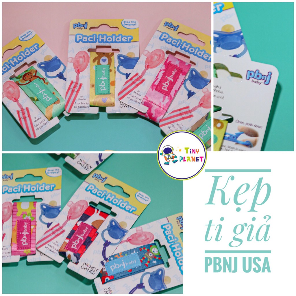 Dây kẹp ti giả, gặm nướu cho bé PBnJ (hàng xuất Mỹ) Paci Holder