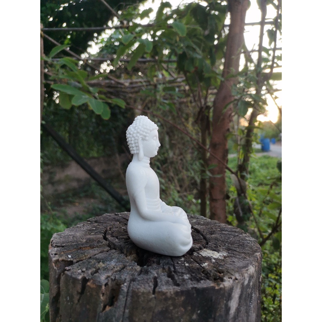 Tượng Đá Phật Thích Ca Cao 11cm màu trắng phong thủy, trang trí nhà cửa, thờ cúng