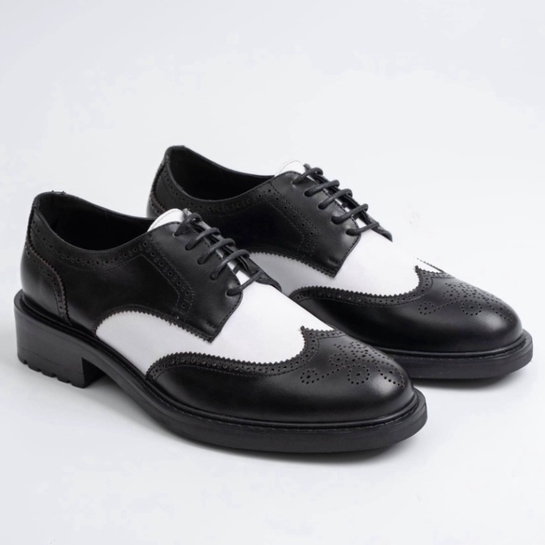 Giày công sở Derby off White da bò thật tăng chiều cao