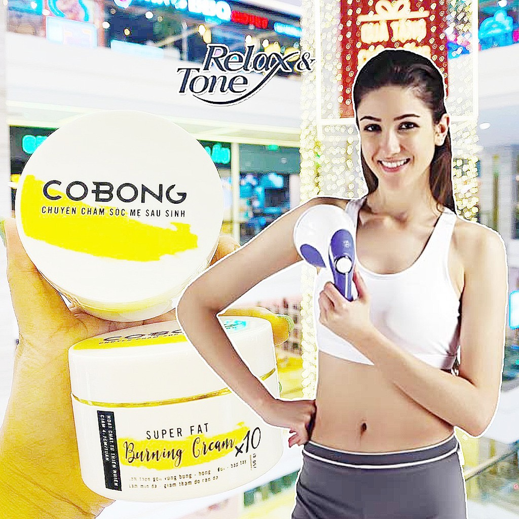 Combo Kem tan mỡ bụng cô bông x10 - kèm máy đánh tan mỡ relaxtone làm gọn cơ thể