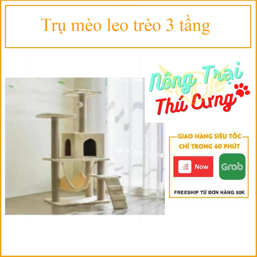 Trụ mèo leo trèo 3 tầng Nhà cây cho mèo cao 1,4m cat tree dụng cụ cào móng