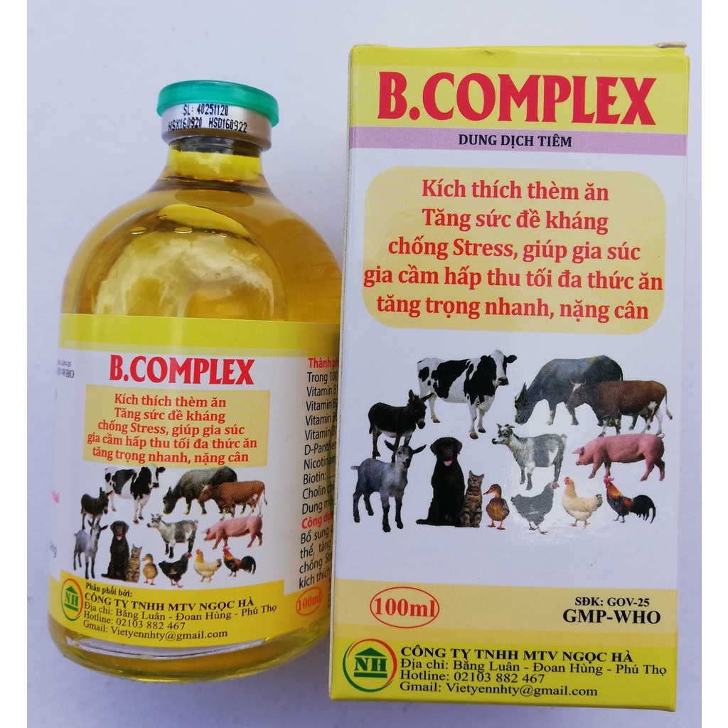 1 lọ B.complex 100ml dùng tốt cho gia súc, gia cầm, trâu, bò, lợn, gà, gà chọi, gà đá, chim cảnh, chó mèo