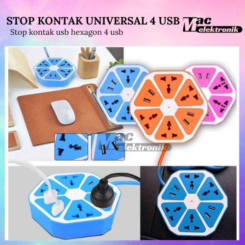 Ổ Cắm Điện Đa Năng 4 Cổng USB | Bộ Chuyển Đổi Màu Cam