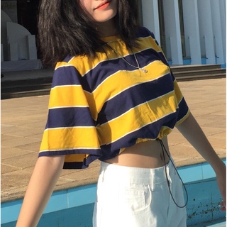 [ ẢNH THẬT ĐỘC QUYỀN REPLEI1986] Áo croptop sọc, dây rút eo