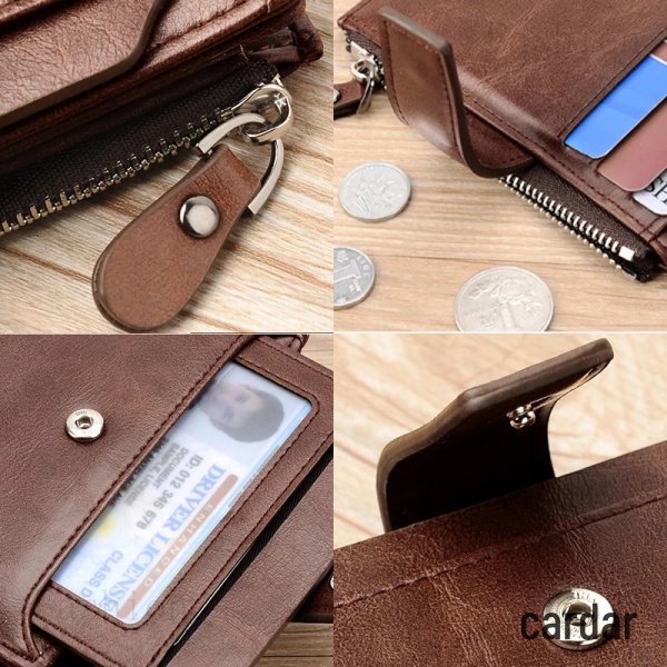 Ví Da Nam Có Khóa Kéo Đựng Thẻ Tiện Lợi