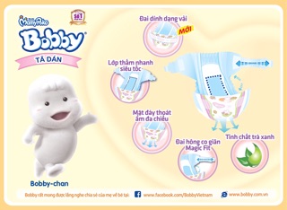 Bỉm- Tã dán Bobby (M-48/ L-42/ XL-38)