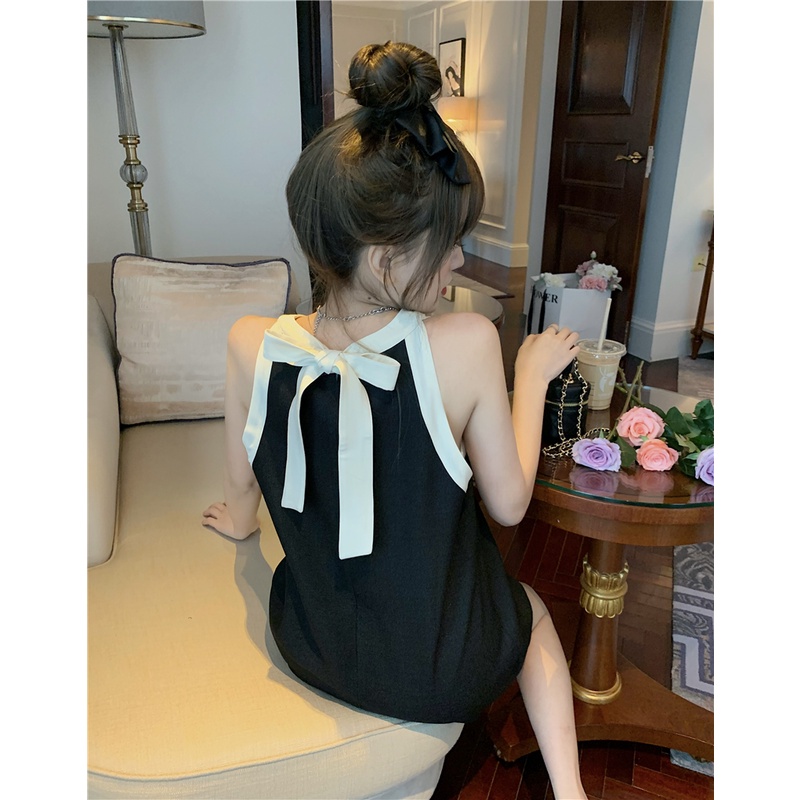 ♙✑Đầm Hai Dây Màu Đen Phong Cách Pháp Thời Trang Mùa Hè Cao Cấp Cho Nữ