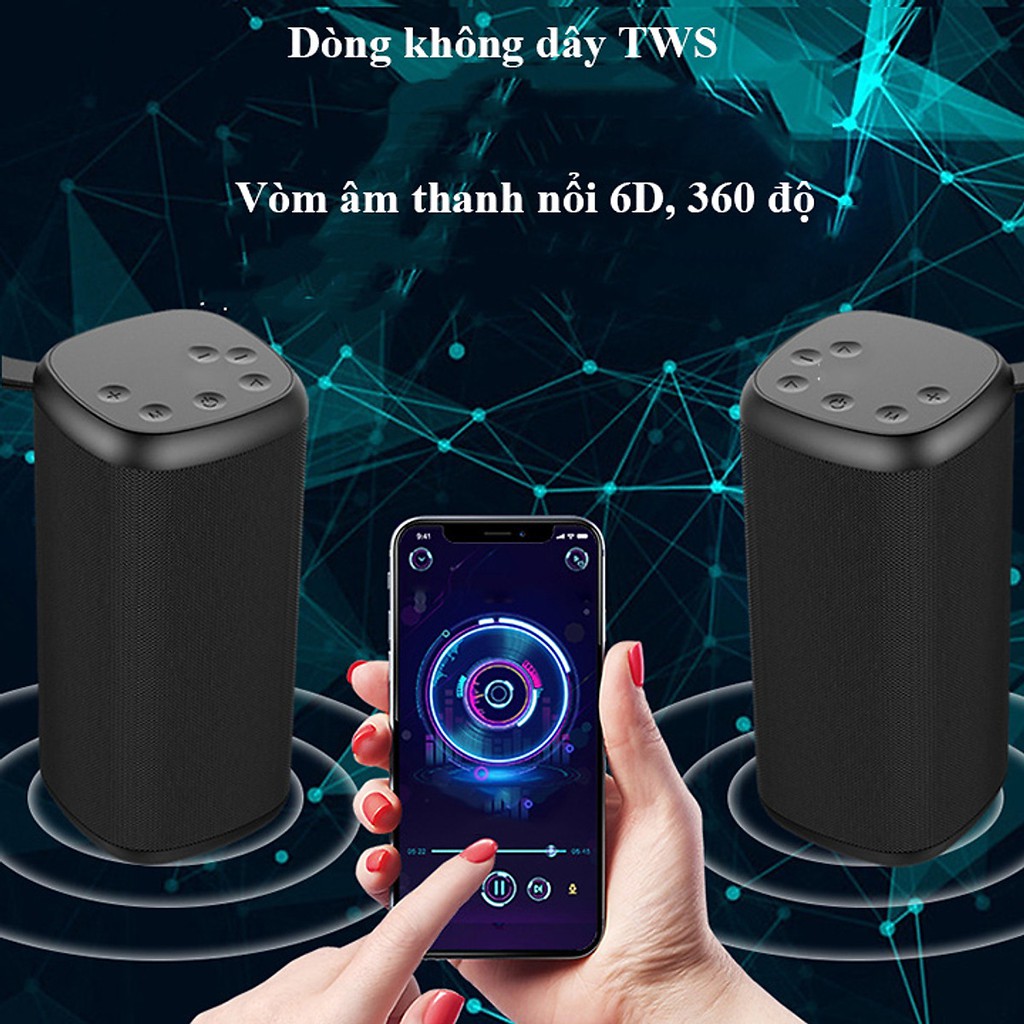 Loa Bluetooth ZEALOT S35 loa kép di động, kết nối bluetooth 5.0, có khe cắm Thẻ nhớ,đài FM cổng USB, Mic và Cổng AUX