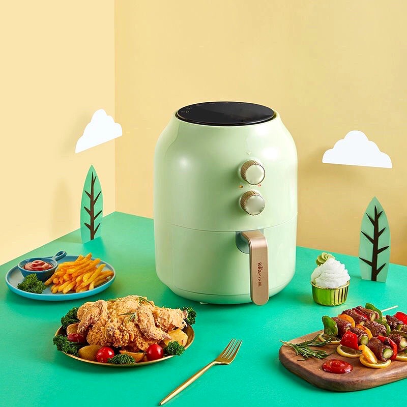 Nồi chiên không dầu BEAR QZG-A14M1 dung tích 3.5L màu xanh mint /cổ vịt núm cơ bảo hành 12t