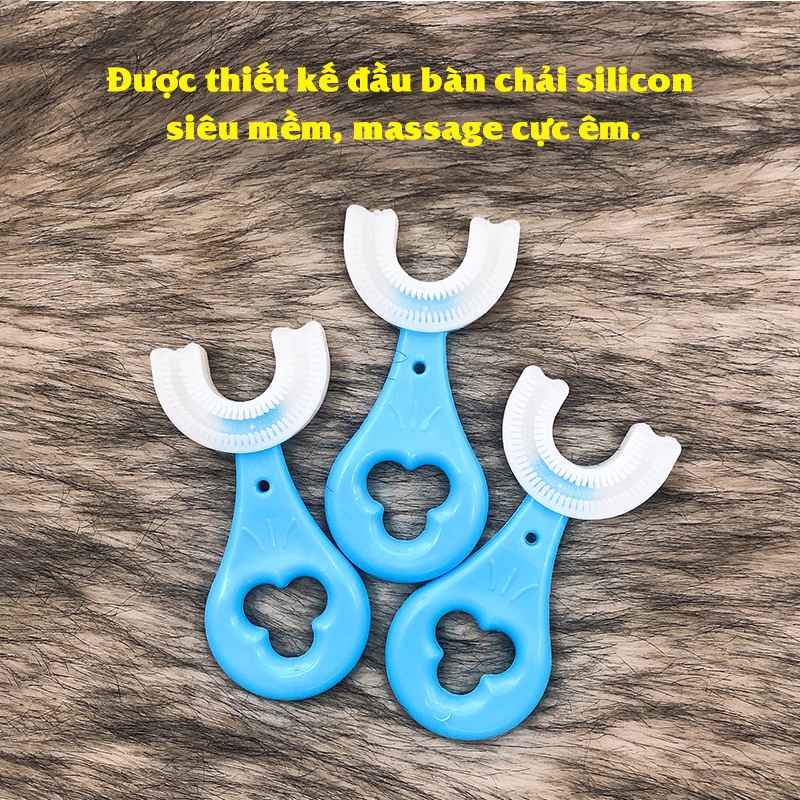 Bàn chải silicon cho bé, Bàn chải đánh răng chữ U cho bé 1-10 tuổi siêu mềm mại và an toàn Baby-S – SI019